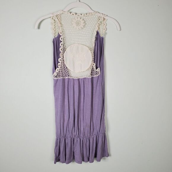 Charlotte Russe Lilac Deep V-Neck Cross Front Embroidered Back Boho Tank Size M - Picture 5 of 9